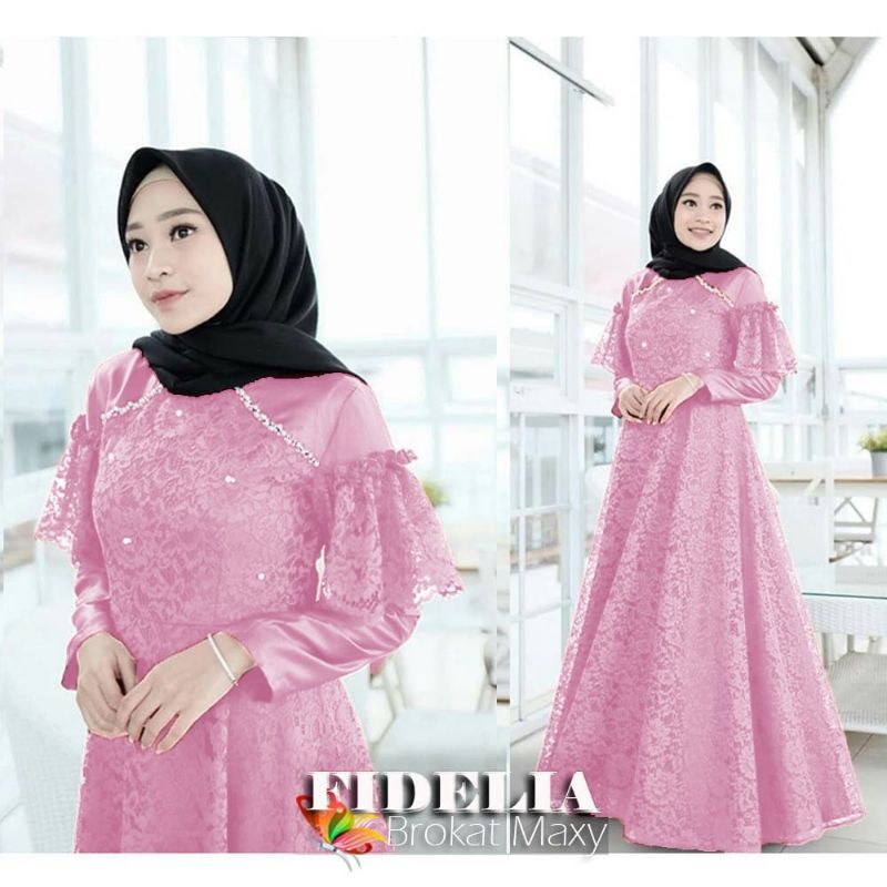 MAXY FIDELIA MUTIARA, VELVET BRUKAT PREMIUM, GAMIS HIJAB MUSLIM, DRESS