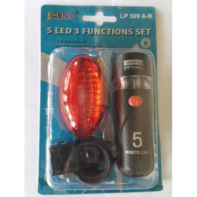 Lampu set sepeda depan belakang genio