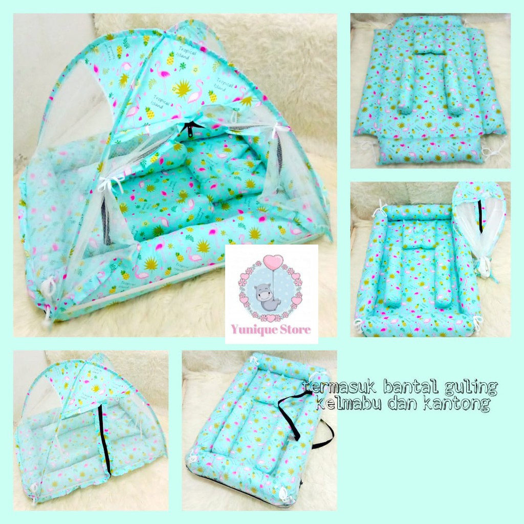 BEST-SELLER Kasur Bayi Kelambu dan-Tenda Motif Archery x Polkadot-navy CBNK 029 PLUS NON FURING-2