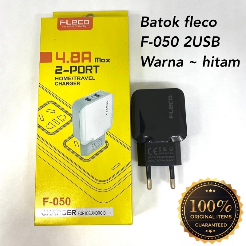 PROMO BATOK CHARGER FLECO F050 ORIGINAL 2USB 4.8A