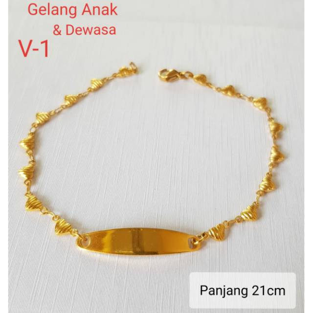 Gelang Anak &amp; Dewasa Titanium Rantai Gold Antikarat