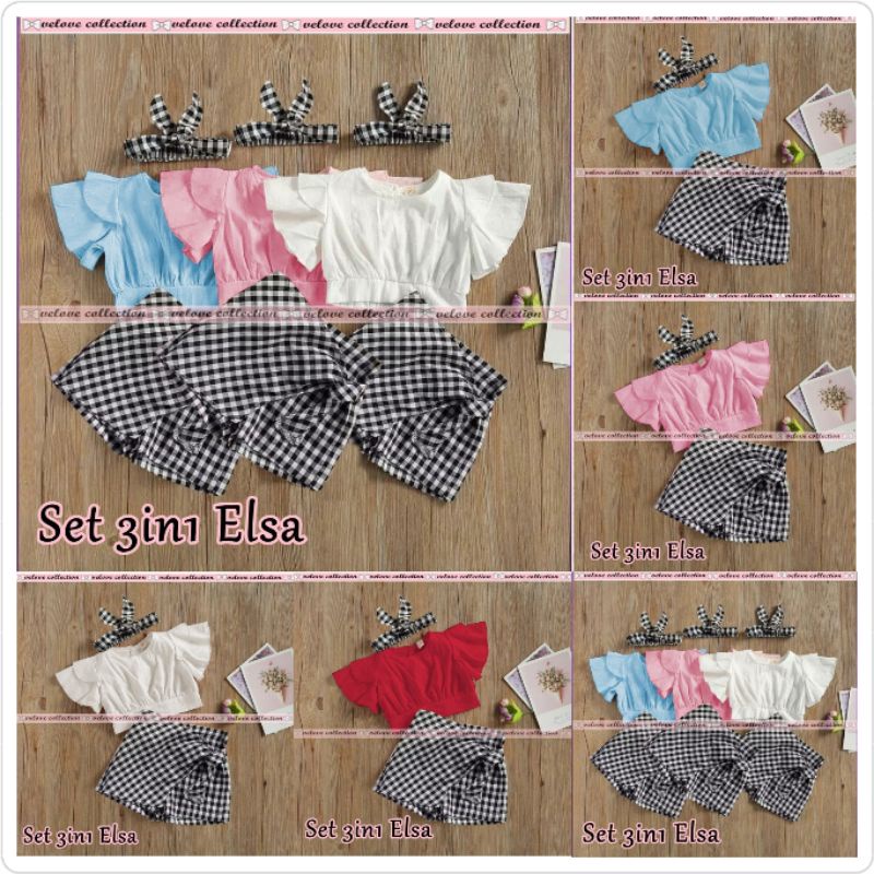 Set 3in1 Elsa kids Setelan Anak 3in1 Lyne Setelan Anak sabrina setelan baju anak sabrina BAJU FASHION ANAK KOREAN STYLE