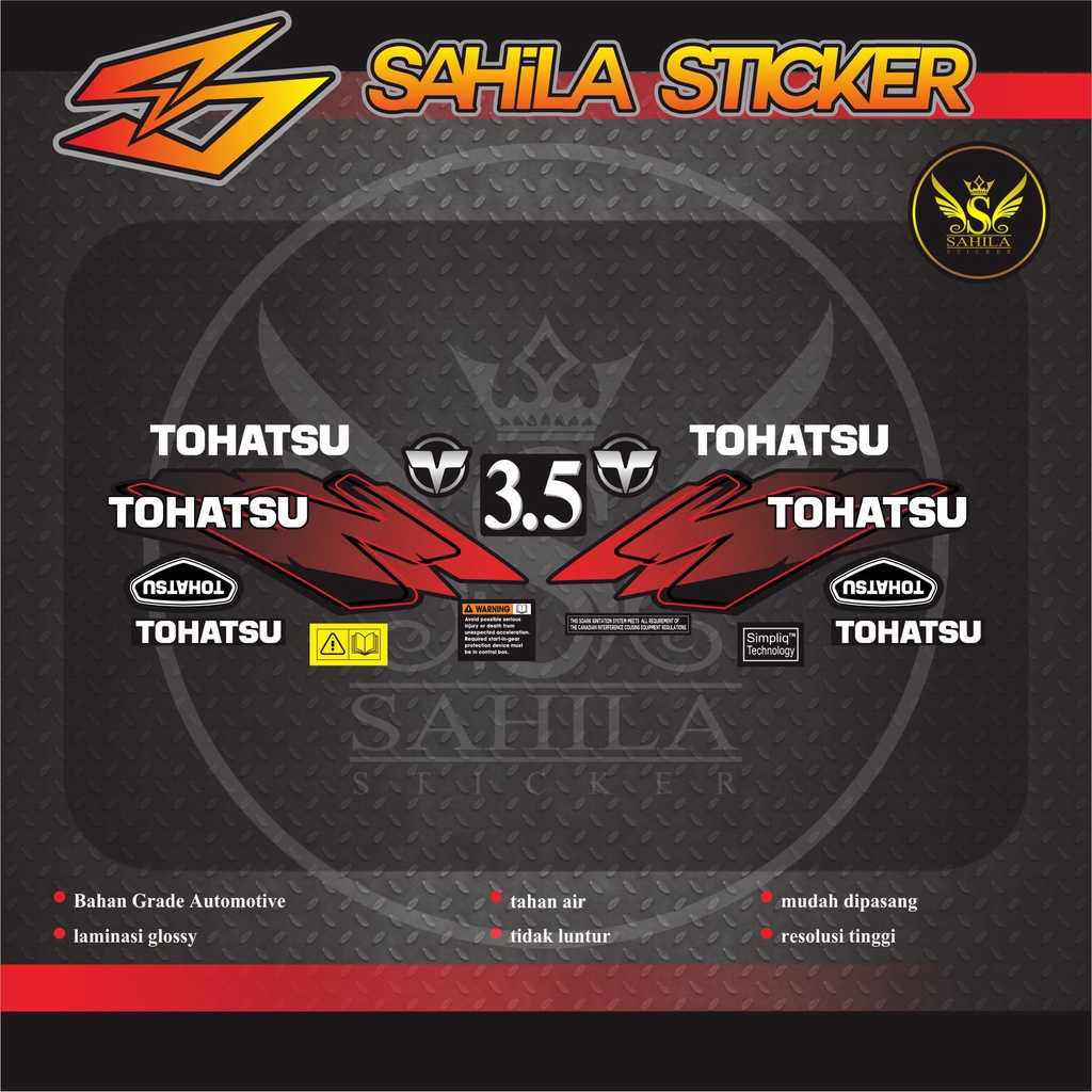 STIKER MESIN TEMPEL TOHATSU 3.5 HP / TOHATSU STICKER KIT / SAHILA STICKER