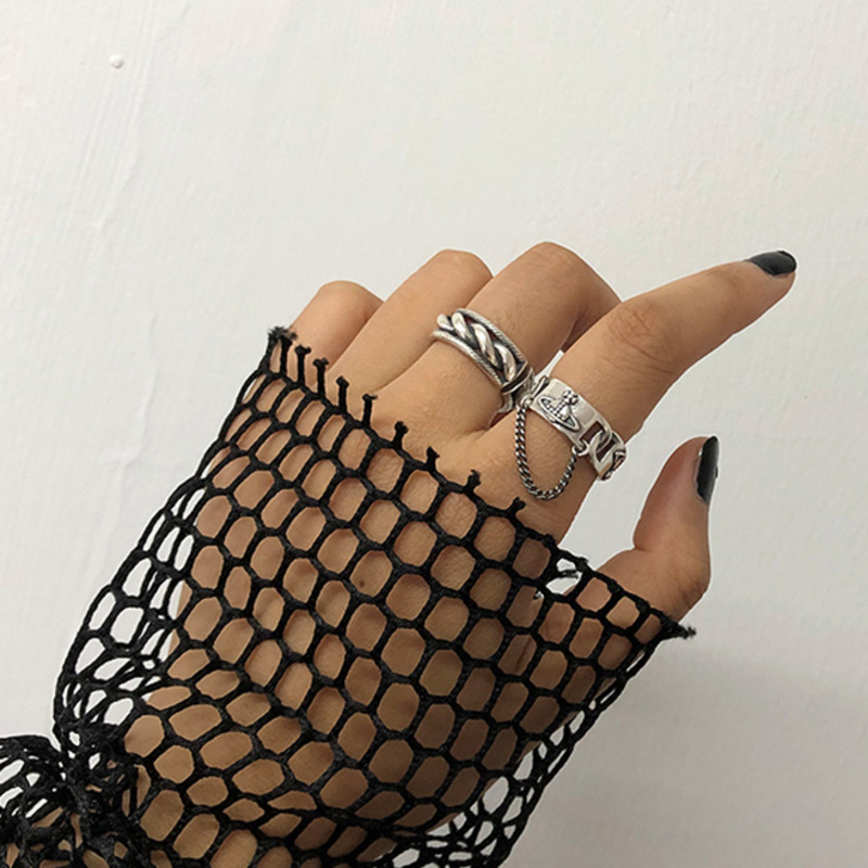 Cincin Rantai Model Terbuka Gaya Retro