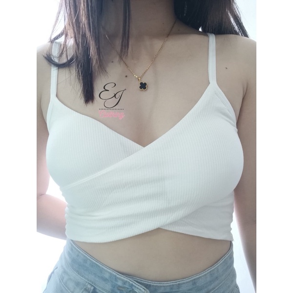 EJ - BR05 - Sling Tanktop / Crop Top / Atasan Wanita Bralette Push Up-BR07 PUTIH