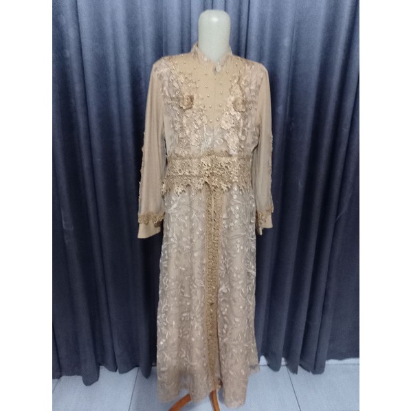 gamis brukat coklat premium