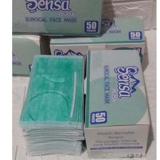 Masker Earloop  tali kuping Surgical Sensa 3ply masker medis kemenkes AKD ISI 50 PCS