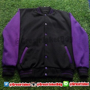 Jaket Varsity/Baseball Polos Hitam Ungu