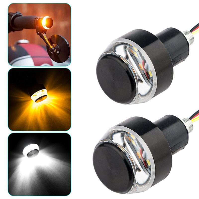 1pc Lampu Sein Motor End Bar Stang LED Signal Blinker Flasher Handle Grip Bar Blinker Side Marker Lamp Aksesoris Motor