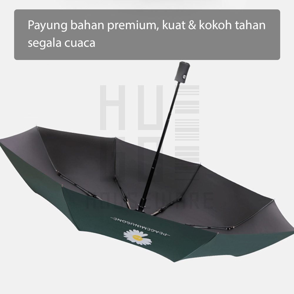 HUGO Payung Lipat Otomatis Buka Tutup Motif Daisy Anti UV Protection Rangka Fiberglass Anti Patah Premium Quality