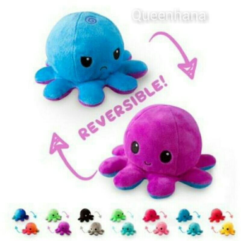 Boneka Octopus Reversible/Gurita Bisa Bolak Balik 20cm Dan 30cm