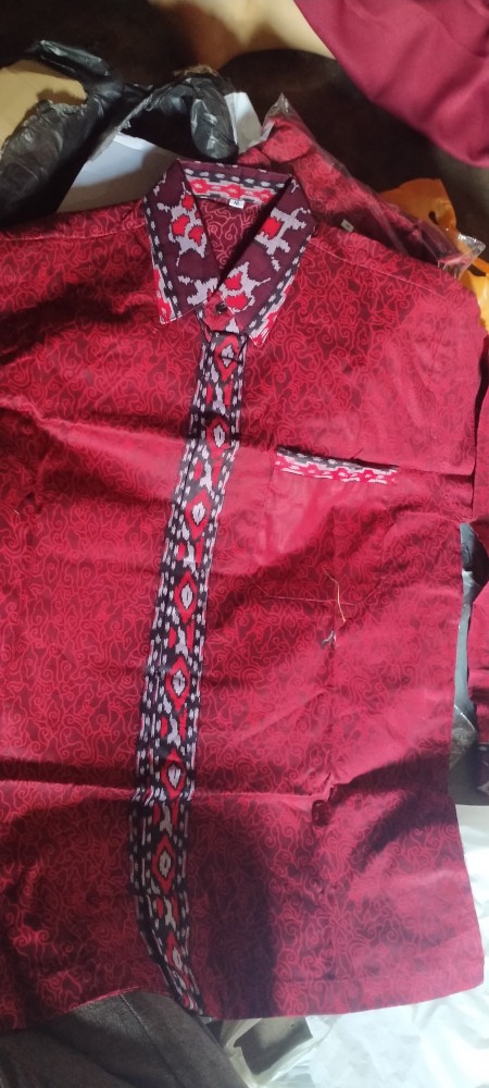 Batik Couple Keluarga Seragaman Sarimbit Batik Family Set Motif Mega Mendung Merah