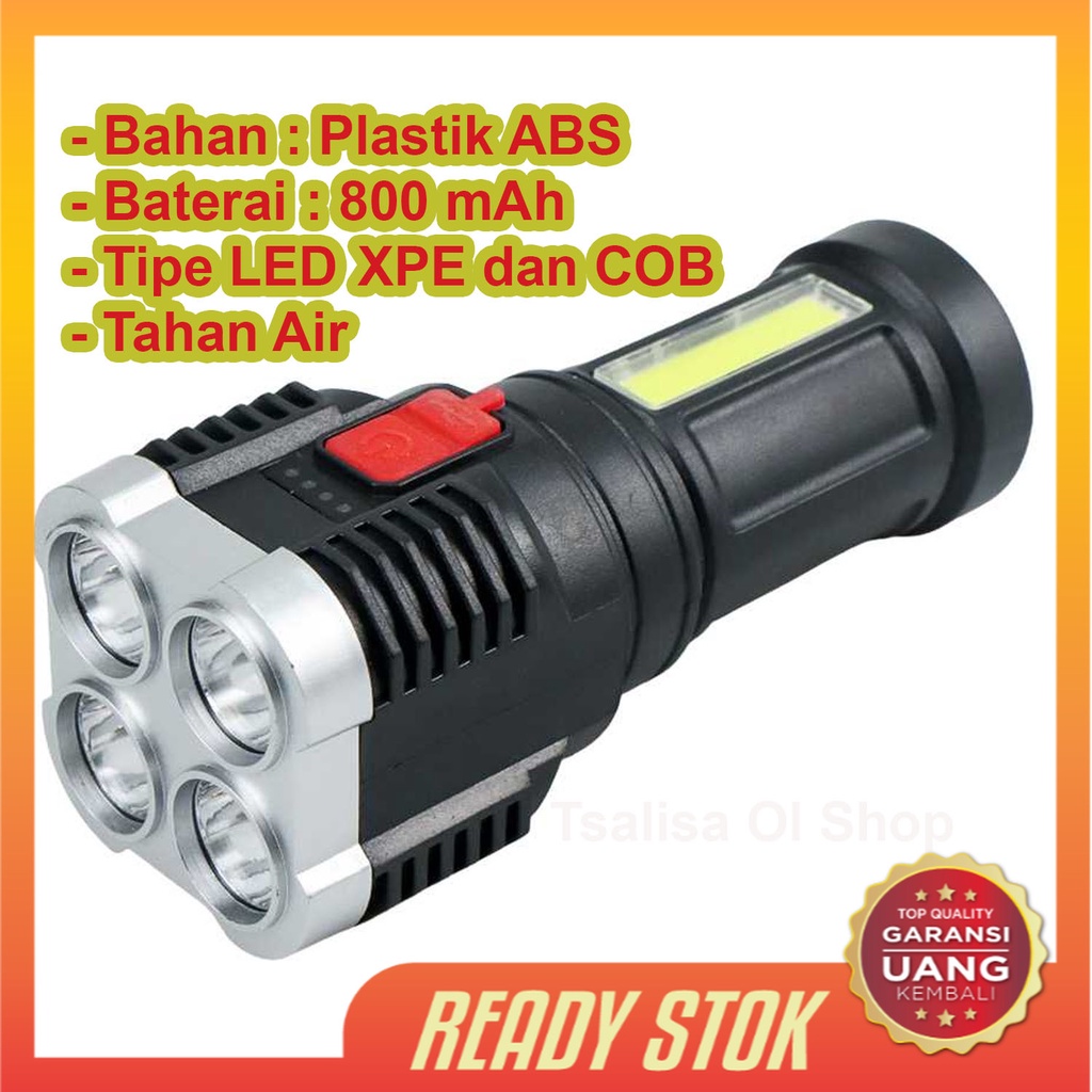 ZHIYU Senter LED USB Flashlight Rechargeable 4 XPE + COB - ZH01