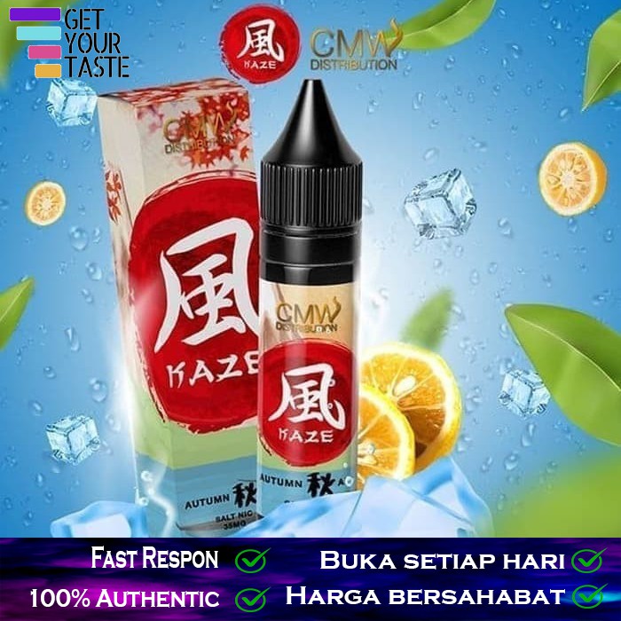 Liquid Kaze Salt Autumn Aki Spiritzer Ice Lemon by CMW Emkay - 35mg 15ml