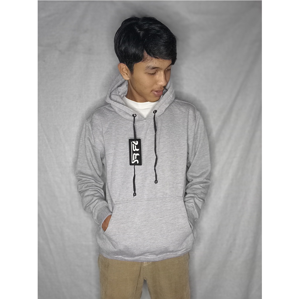 Hoodie Polos Jumper Bahan Tebal Premium Pria Wanita M L XL XXL Abu Tua