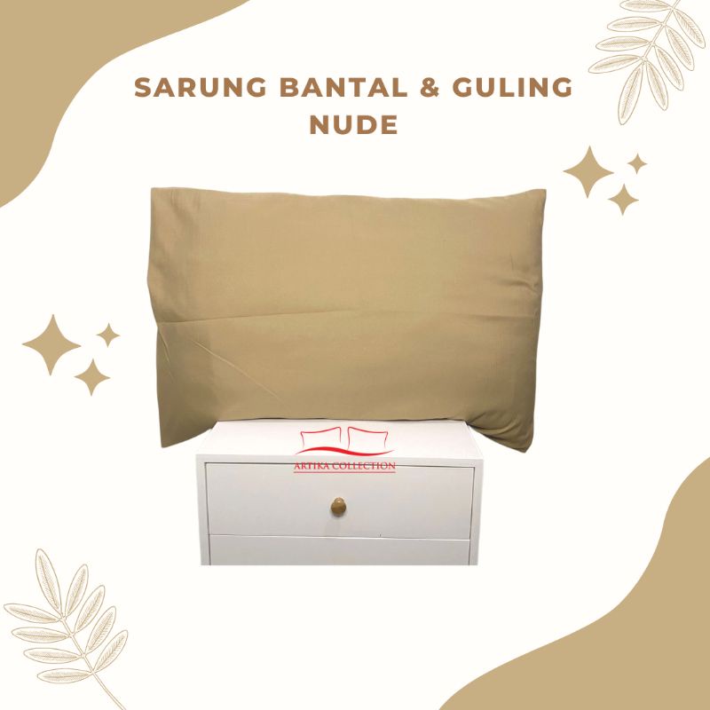 Hanya Tambahan Sarung Bantal Guling Polos Tanpa Embos Warna Coklat Nude Ukuran Queen Size 50x70