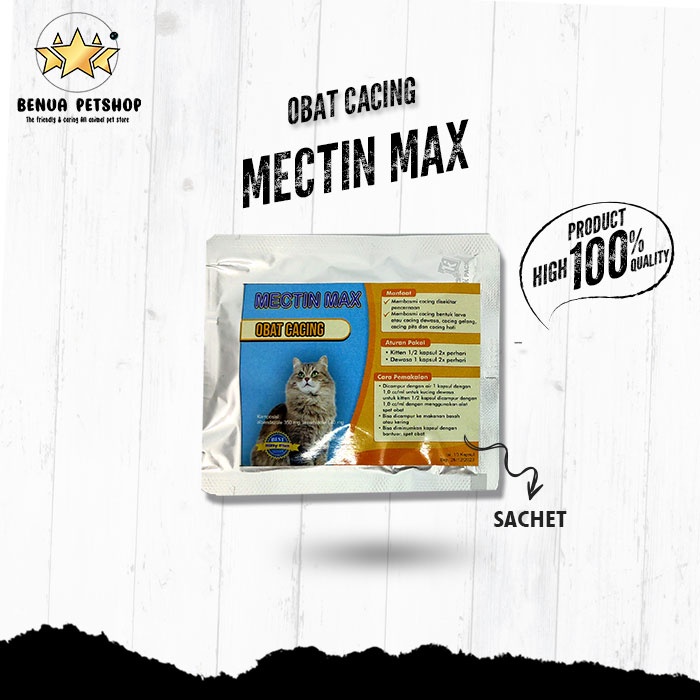 Obat cacing Kucing Mectin max Sachet ISI 10 KAPSUL