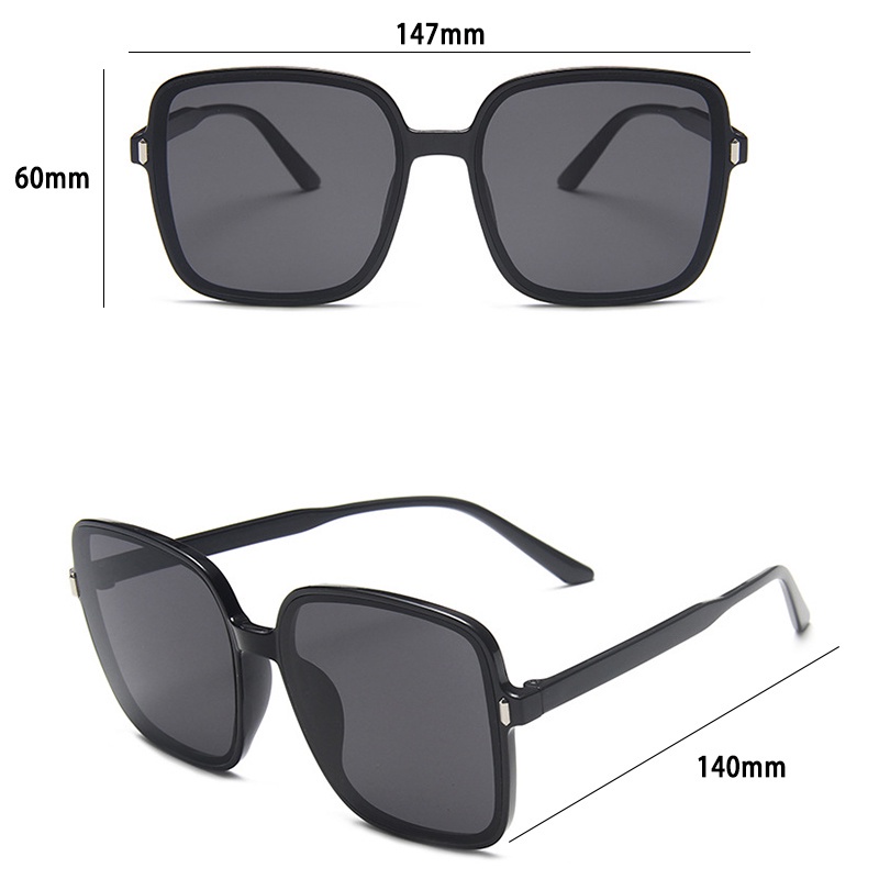 Kacamata Hitam Pria/wanita Korean Fashion Retro Square Frame Kacamata Hitam Wanita Metal Sunglasses Anti Uv400 - SG