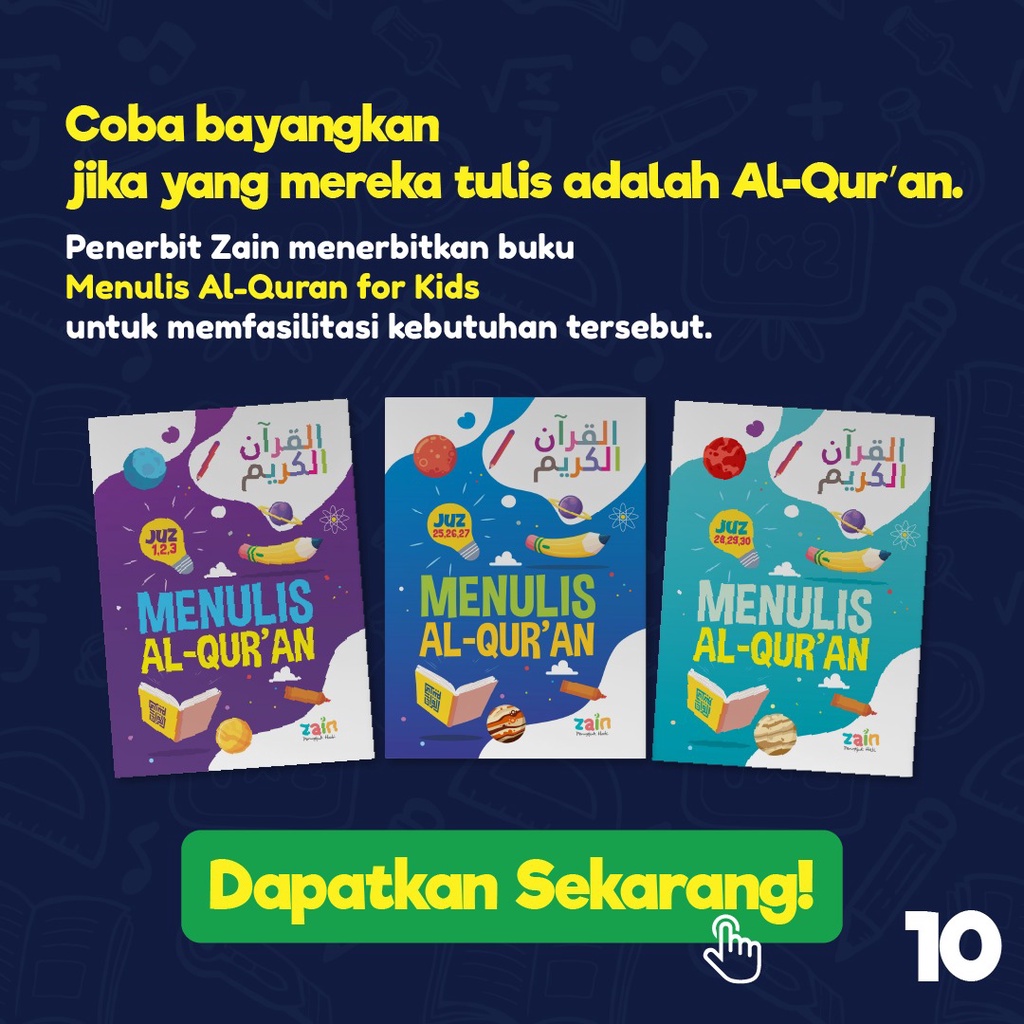 Menulis Al-Quran JUZ 1 2 3 25 26 27 28 29 30 KOMPLIT 1SET isi 3 Buku Buku Anak Penerbit Zain