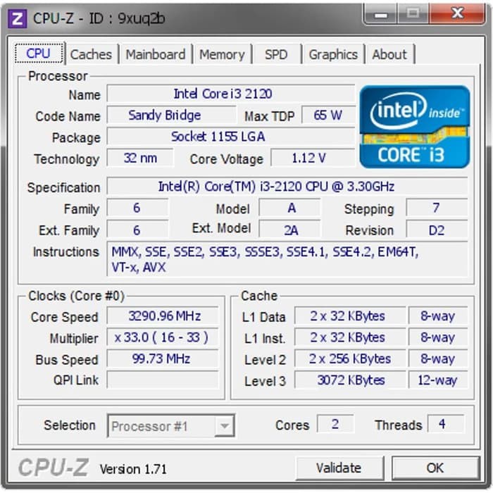 Processor Intel Core i3 2120 LGA 1155 Tray isi 21 Pcs