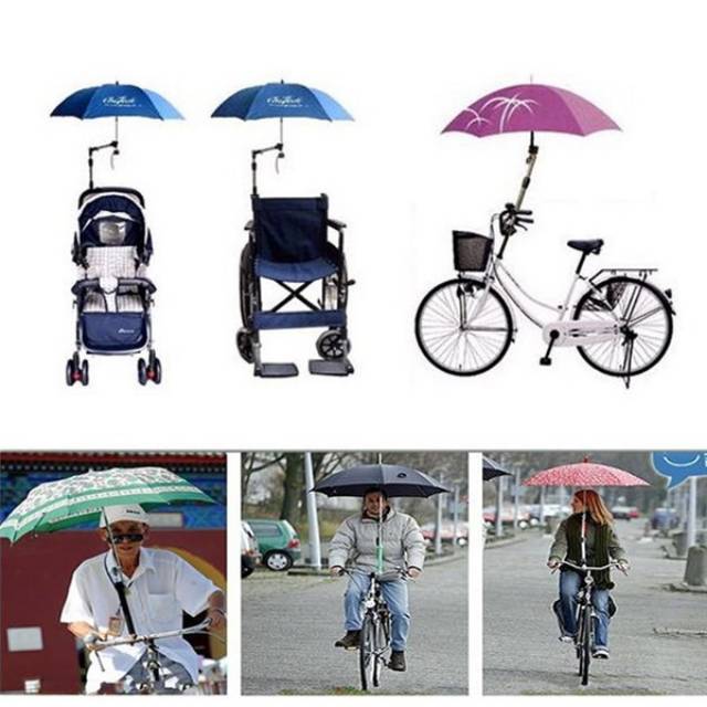 √HOLDER PAYUNG LIPAT, SEPEDA/STROLLER/KURSI RODA/GEROBAK DAGANG. STAINLESS STEEL