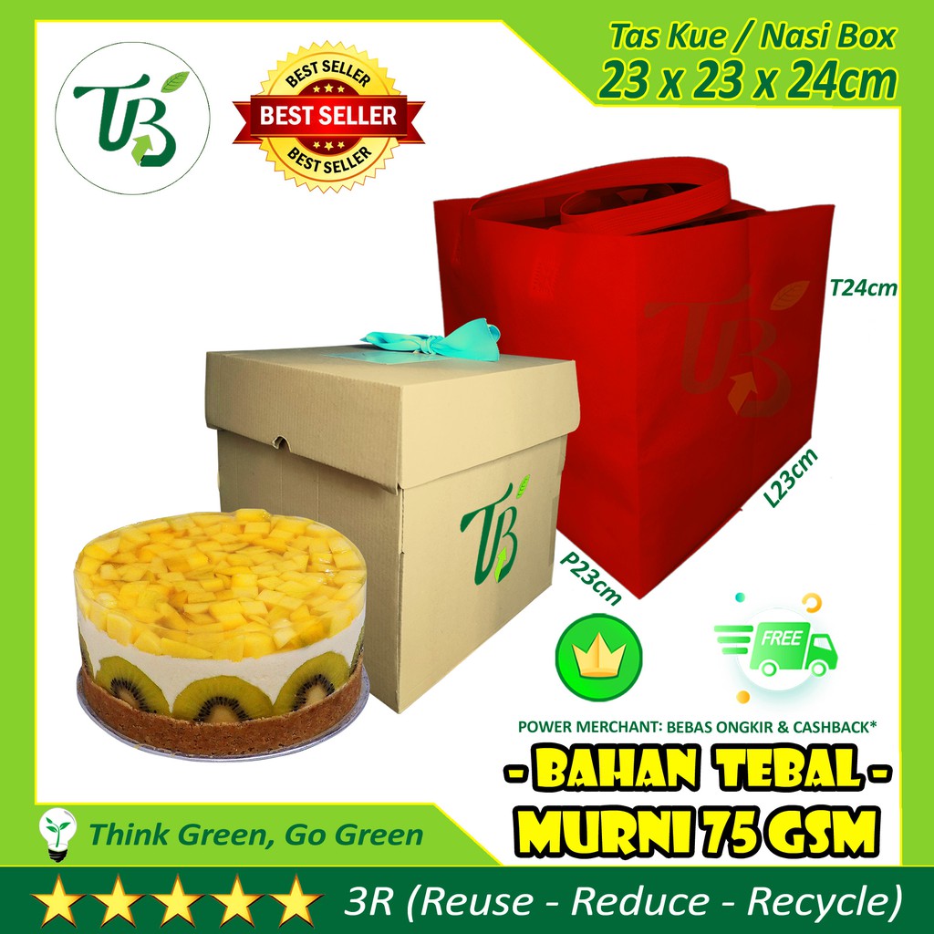 

TAS KUE SPUNBOND NASI KOTAK 23 x 23 x 24 cm BUKAN PAPER BAG GOODIE BAG DUS