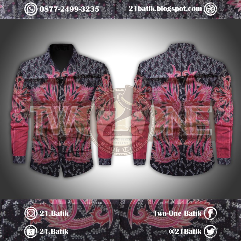 BATIK TULIS PREMIUM HALUSAN KEMEJA PRIA / WANITA FULL ISIAN (WARNA HITAM MERAH MUDA PUTIH)