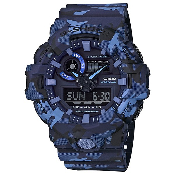 JAM TANGAN PRIA CASIO G-SHOCK GA-700CM-2A ORIGINAL - GSHOCK GA700CM CAMO KAMUFLASE BIRU