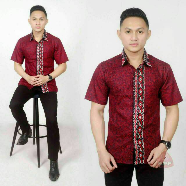 Batik Pria Naga Sogan Pendek Katun Sragenan Full Furing  Murah