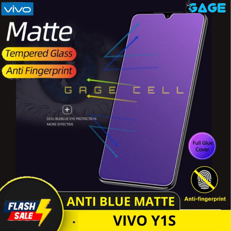 TEMPERED GLASS ANTI BLUE MATTE TG ANTI GORES KACA VIVO VIVO Y1S FULL LAYAR SCREEN PROTECTOR