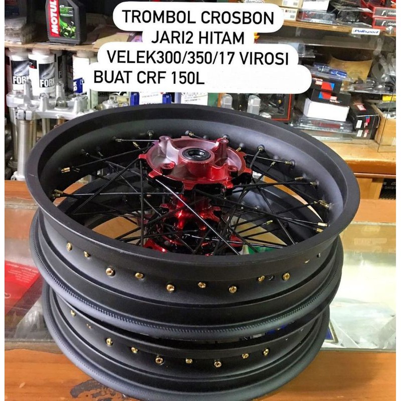 Velg Supermoto Vrossi + Tromol Jari-jari CRF 150L - Hitam