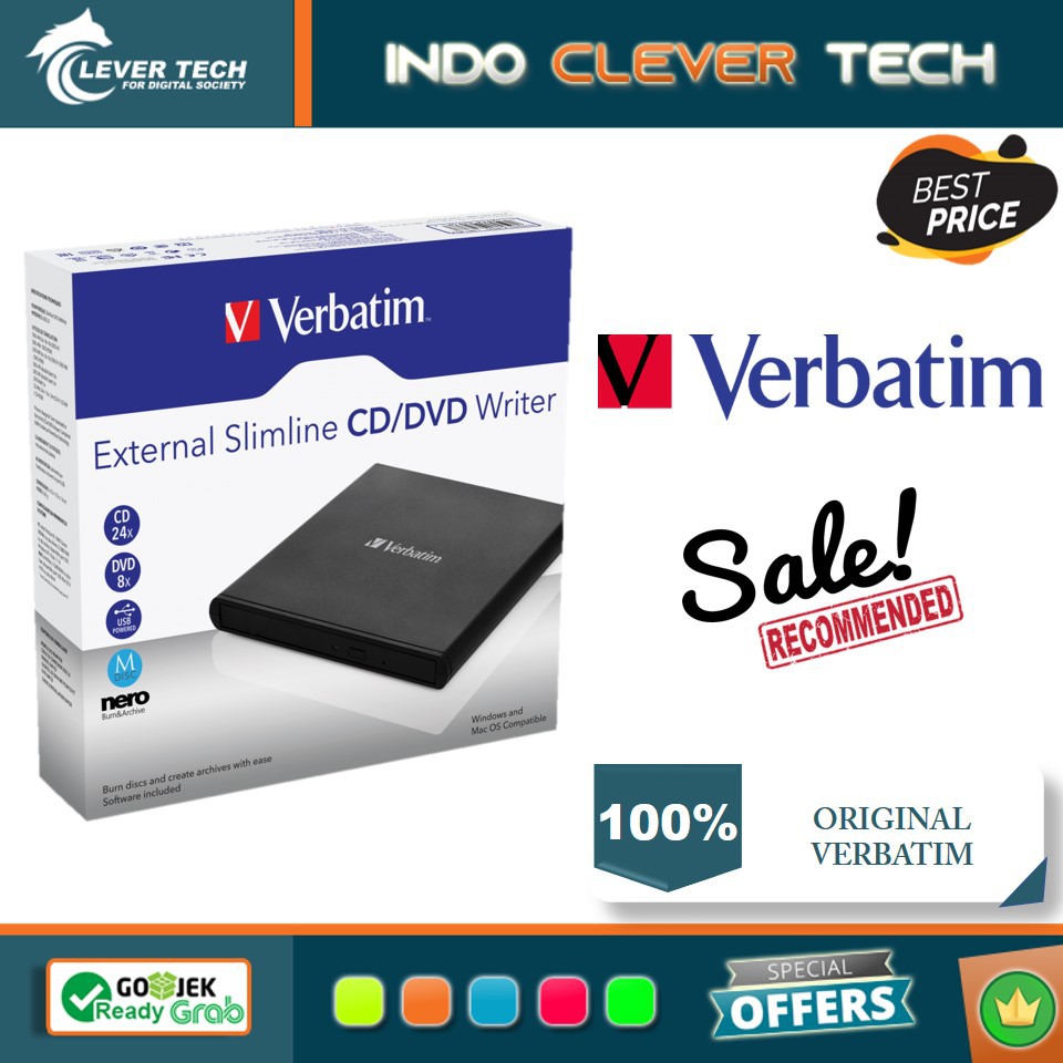 Verbatim External Slimline CD DVD Writer 98938