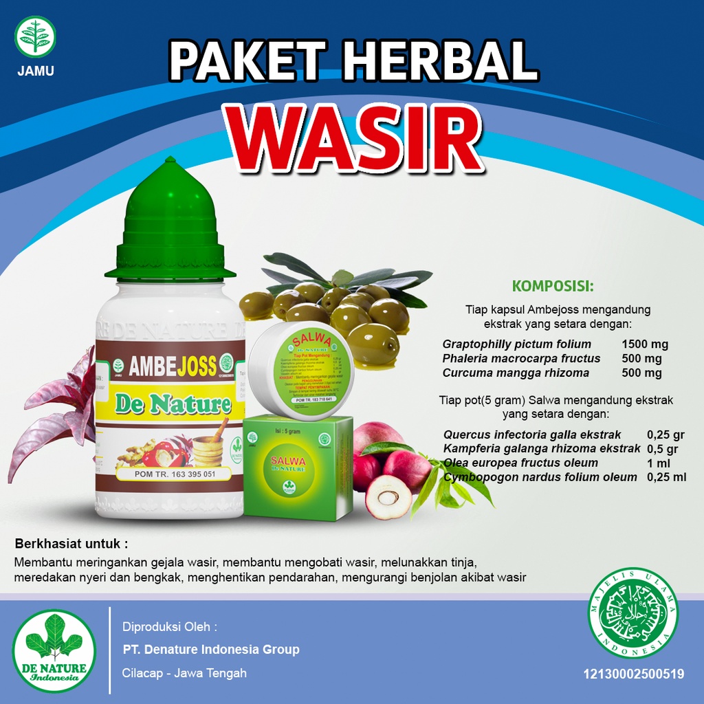 OBAT HERBAL AMBEJOSS SALEP SALWA DE NATURE WASIR AMBEIEN AMAN UNTUK ANAK, IBU HAMIL ATAU MENYUSUI