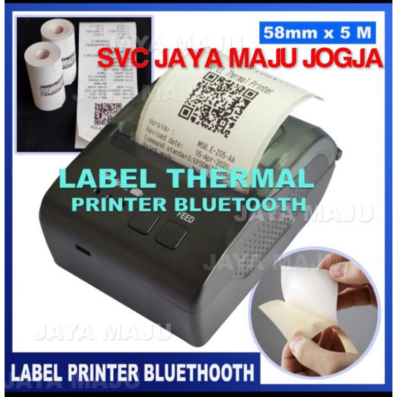 58 MM  X  5 M  -  THERMAL  -  CORELESS  -  FACE OUT  ||  LABEL BARCODE  DIRECT THERMAL  TANPA RIBBON