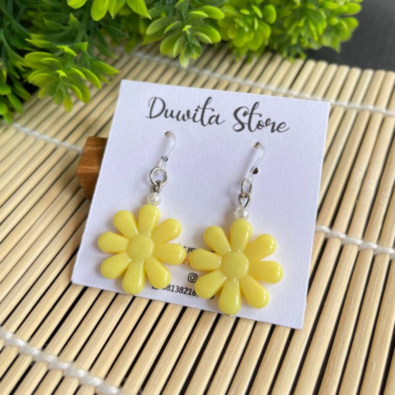 HANDMADE ANTING ANAK/DEWASA KAITAN PLASTIK MOTIF BUNGA MATAHARI