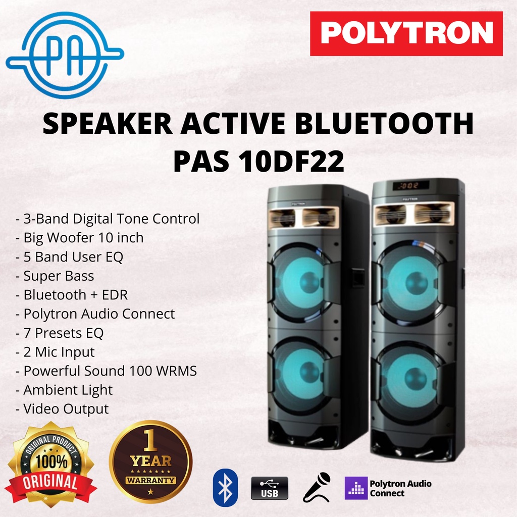 SPEAKER AKTIF POLYTRON PAS10DF22 PAS 10DF22 ACTIVE SPEAKER POLYTRON