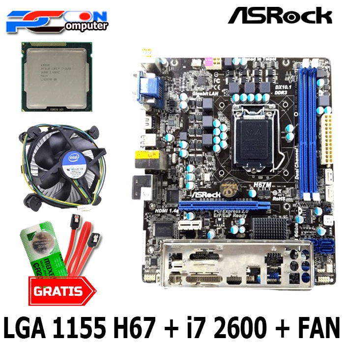 MAINBOARD INTEL LGA 1155 H67 Asrock dengan i7 2600