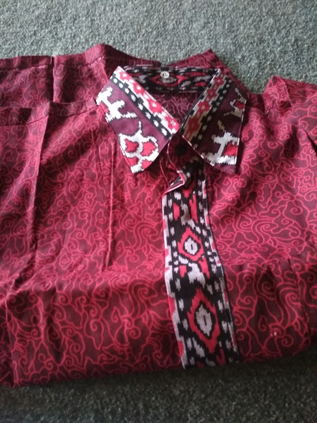 Batik Couple Keluarga Modern  Motif Mego Mendung Merah Maroon Busui Jumbo Termurah -batik Pekalongan