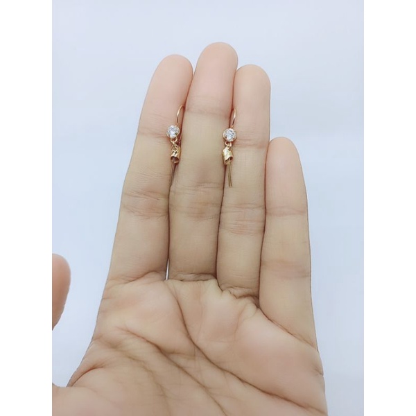 anting kait mainan bambu ukir/anting perak asli silver 925 lapis mas/anting fasion wanita import