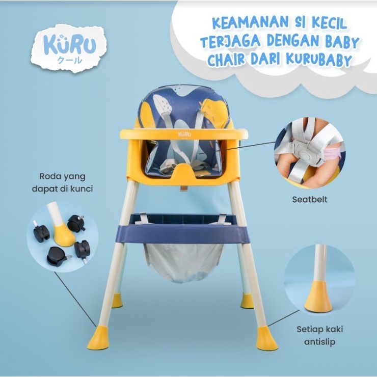 KURU 4in1 High Chair | Kursi Makan Bayi Leather Booster Low HC-201