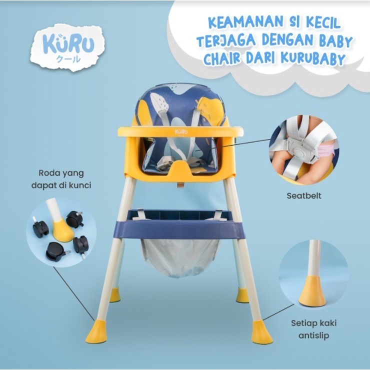 KURU 4in1 High Chair | Kursi Makan Bayi Leather Booster Low HC-201