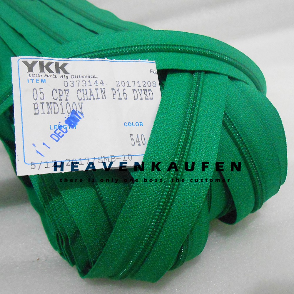 Resleting Zipper YKK Warna Hijau Meteran No 5