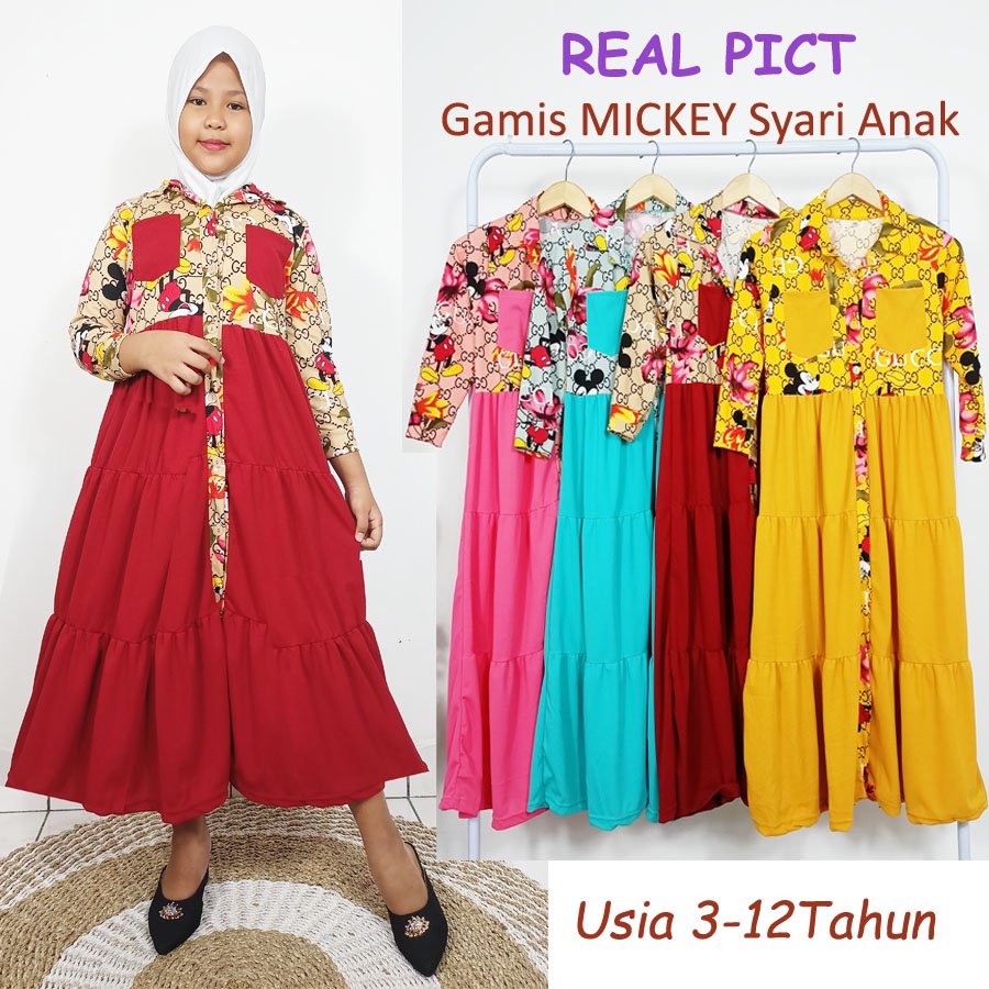 GAMIS MICKEY SYARI LOLY ANAK 3-12tahun GL FASHION