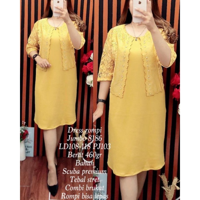 DRESS ROMPI JUMBO SCUBA COMBI BRUKAT