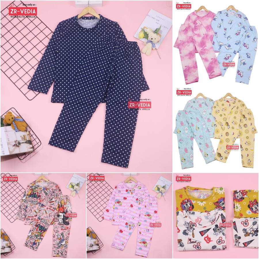 Pajamas Sunday uk 5-7 Tahun / Baju Tidur Anak Perempuan IMPORT Piyama Branded Karakter Setelan