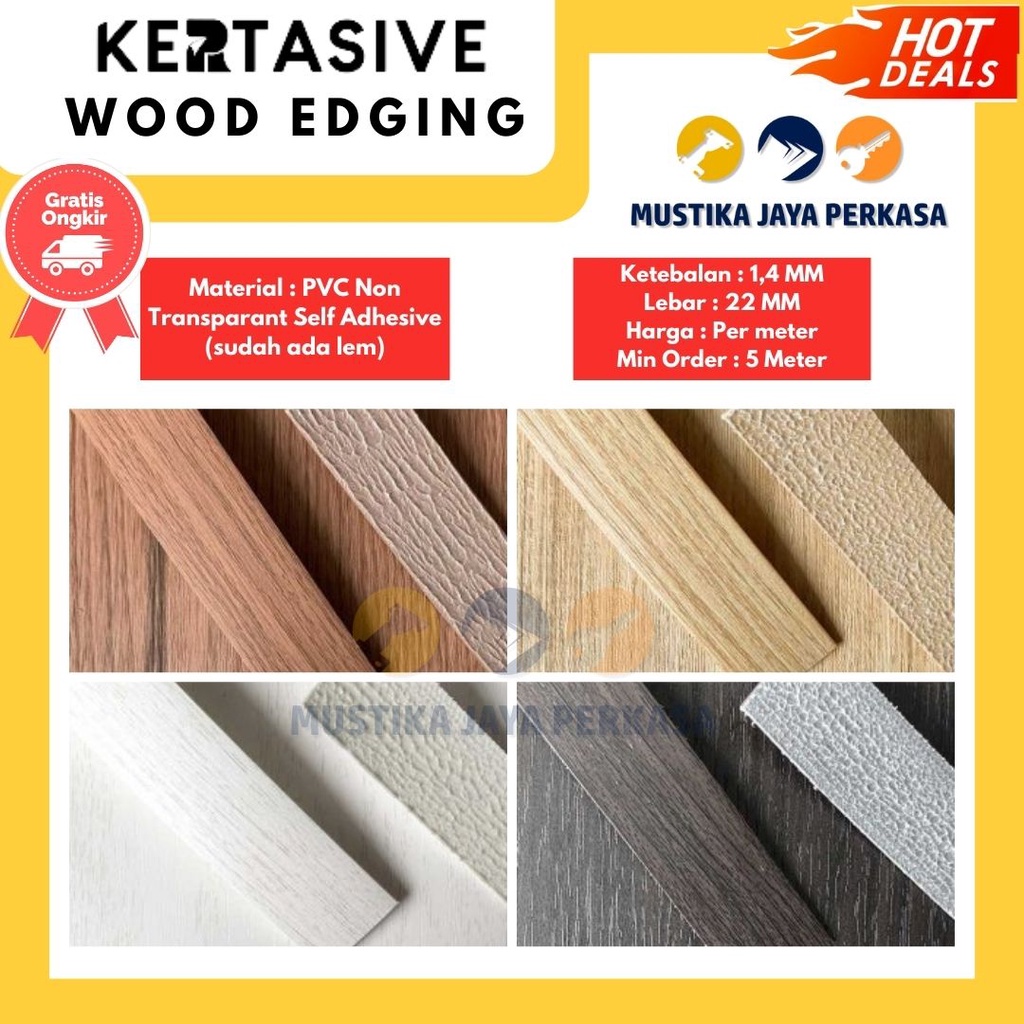 Edging Kertasive Wood Edging PVC Interior Edging HPL List Meja Laci Sticker Adhesive