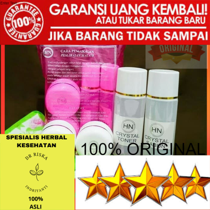 100% ASLI PAKET CREAM PEMUTIH KULIT PENCERAH WAJAH HN CRISTAL 15GR ASLI ORIGINAL
