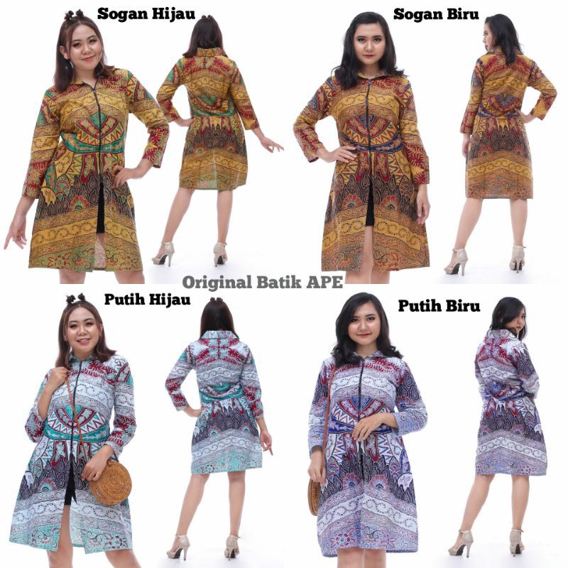 MAURA COUPLE - SANIA RUFFLE BATIK HALUS PRIMA MASRIS EXCLUSIVE ATASAN TUNIK ZIPER SOGAN MODERN MURAH