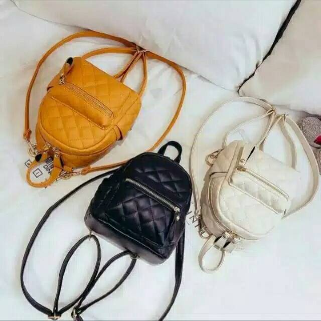 ABK Tas ransel wanita - ransel mini pineapple jait-jait bahan kulit PU Ransel Mini Kulit Sintetis Ransel Wanita Remaja BISA COD