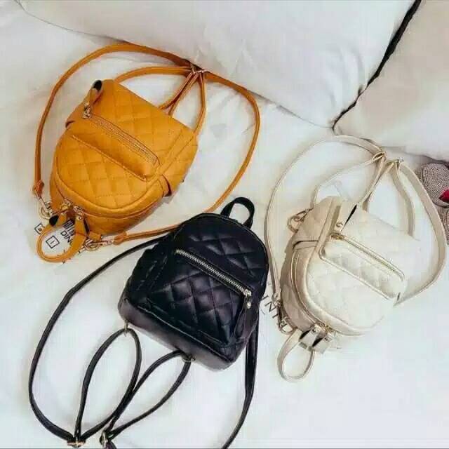 ABK Tas ransel wanita - ransel mini pineapple jait-jait bahan kulit PU Ransel Mini Kulit Sintetis Ransel Wanita Remaja BISA COD